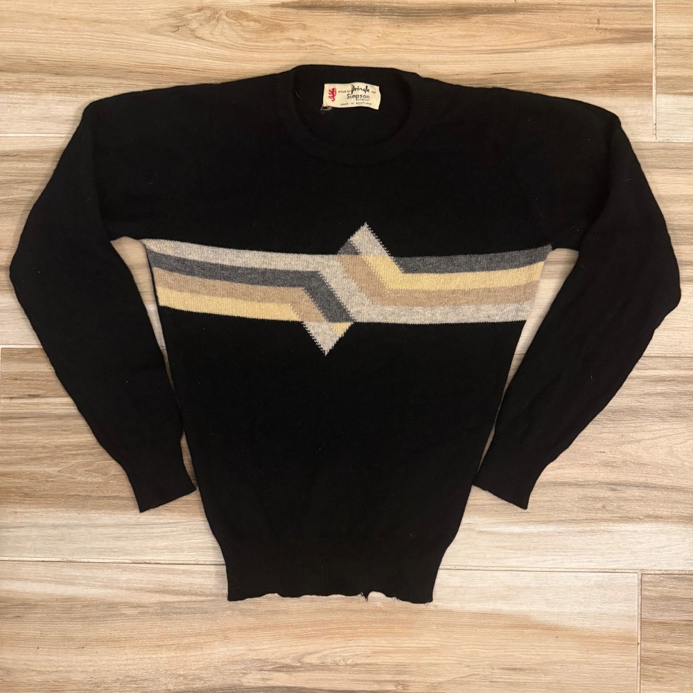 Vintage 60s Pringle For Simpson Piccadilly Sweater Mens Knit Geometric Scotland